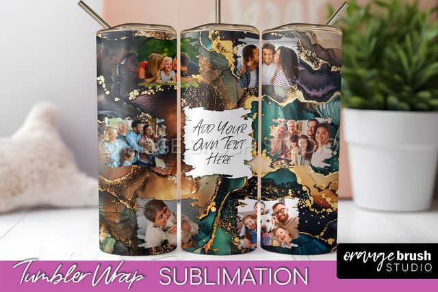 Photo Tumbler Wrap, Marble Family Frame Tumbler Sublimation Sublimation OrangeBrushStudio 