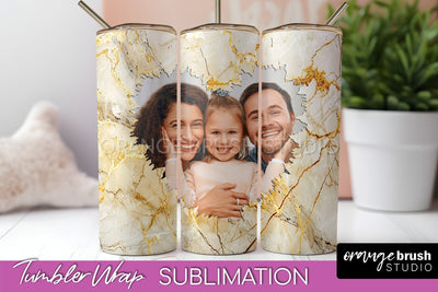 Photo Tumbler Wrap, Marble Family Frame Tumbler Sublimation Sublimation OrangeBrushStudio 