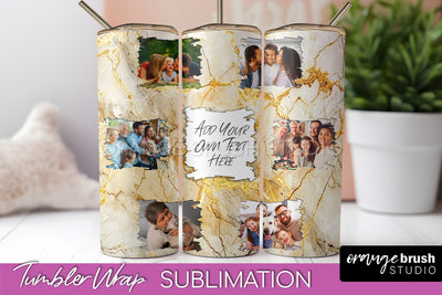 Photo Tumbler Wrap, Marble Family Frame Tumbler Sublimation Sublimation OrangeBrushStudio 