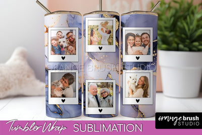 Photo Tumbler Wrap, Marble Family Frame Tumbler Sublimation Sublimation OrangeBrushStudio 