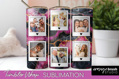 Photo Tumbler Wrap, Marble Family Frame Tumbler Sublimation Sublimation OrangeBrushStudio 
