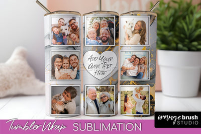 Photo Tumbler Wrap, Marble Family Frame Tumbler Sublimation Sublimation OrangeBrushStudio 