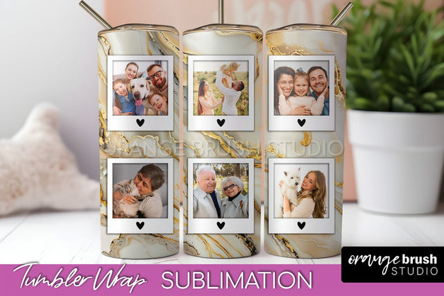 Photo Tumbler Wrap, Marble Family Frame Tumbler Sublimation Sublimation OrangeBrushStudio 