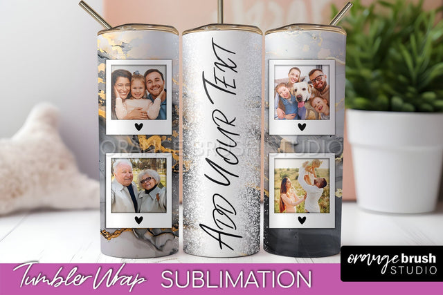 Photo Tumbler Wrap, Marble Family Frame Tumbler Sublimation Sublimation OrangeBrushStudio 