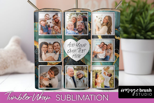Photo Tumbler Wrap, Marble Family Frame Tumbler Sublimation Sublimation OrangeBrushStudio 