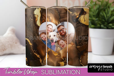 Photo Tumbler Wrap, Marble Family Frame Tumbler Sublimation Sublimation OrangeBrushStudio 