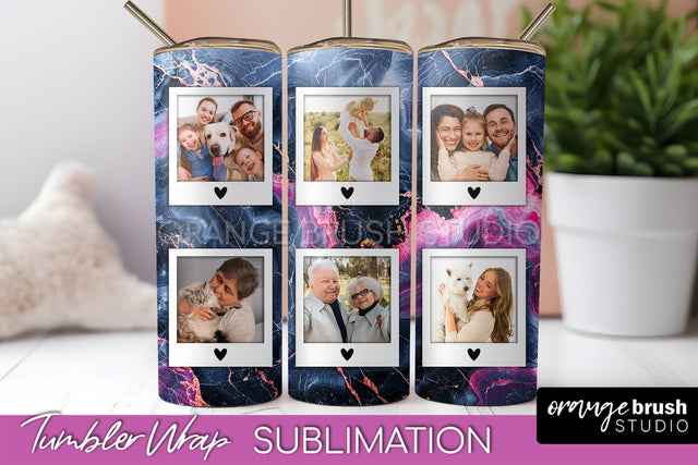 Photo Tumbler Wrap, Marble Family Frame Tumbler Sublimation Sublimation OrangeBrushStudio 