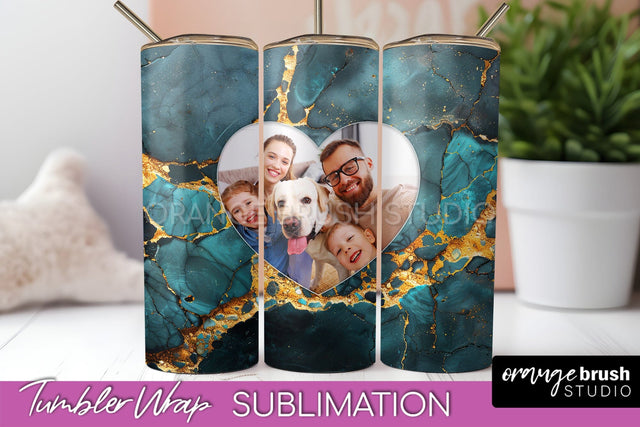 Photo Tumbler Wrap, Marble Family Frame Tumbler Sublimation Sublimation OrangeBrushStudio 