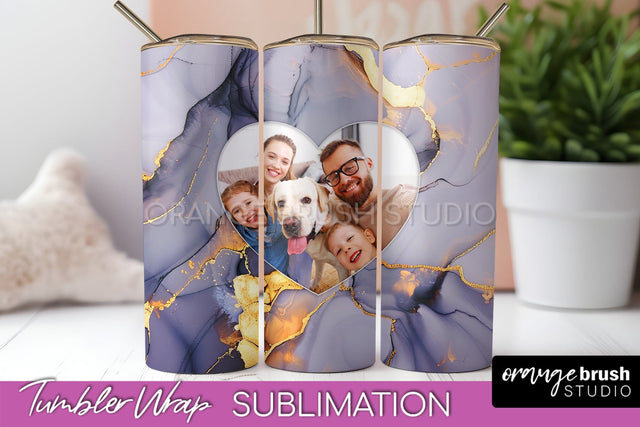 Photo Tumbler Wrap, Marble Family Frame Tumbler Sublimation Sublimation OrangeBrushStudio 