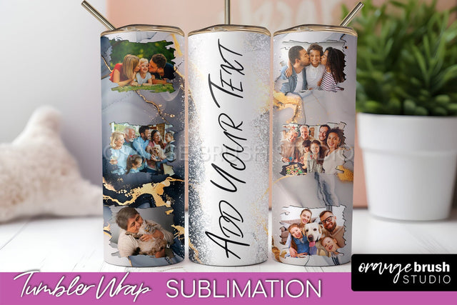 Photo Tumbler Wrap, Marble Family Frame Tumbler Sublimation Sublimation OrangeBrushStudio 