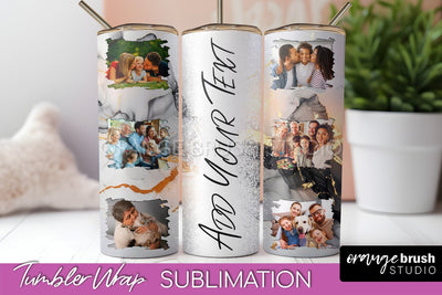 Photo Tumbler Wrap, Marble Family Frame Tumbler Sublimation Sublimation OrangeBrushStudio 