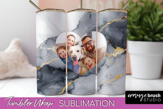 Photo Tumbler Wrap, Marble Family Frame Tumbler Sublimation Sublimation OrangeBrushStudio 