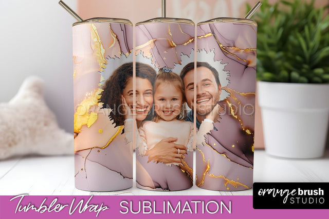 Photo Tumbler Wrap, Marble Family Frame Tumbler Sublimation Sublimation OrangeBrushStudio 