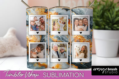 Photo Tumbler Wrap, Marble Family Frame Tumbler Sublimation Sublimation OrangeBrushStudio 