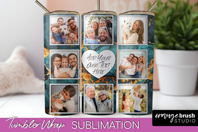 Photo Tumbler Wrap, Marble Family Frame Tumbler Sublimation Sublimation OrangeBrushStudio 