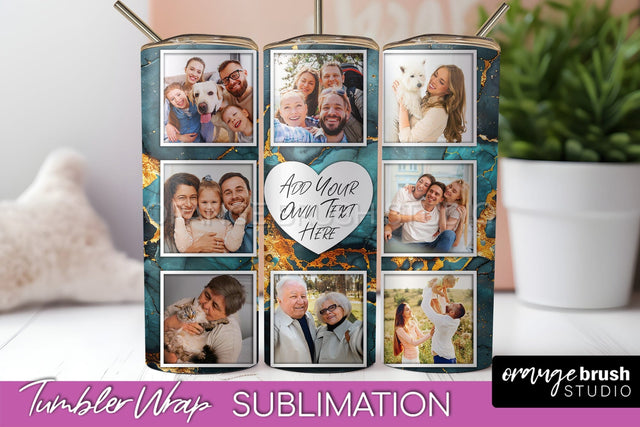 Photo Tumbler Wrap, Marble Family Frame Tumbler Sublimation Sublimation OrangeBrushStudio 