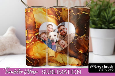 Photo Tumbler Wrap, Marble Family Frame Tumbler Sublimation Sublimation OrangeBrushStudio 