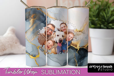 Photo Tumbler Wrap, Marble Family Frame Tumbler Sublimation Sublimation OrangeBrushStudio 