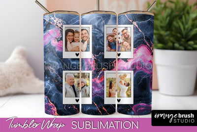 Photo Tumbler Wrap, Marble Family Frame Tumbler Sublimation Sublimation OrangeBrushStudio 
