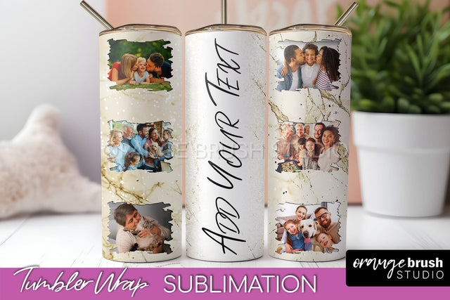 Photo Tumbler Wrap, Marble Family Frame Tumbler Sublimation Sublimation OrangeBrushStudio 