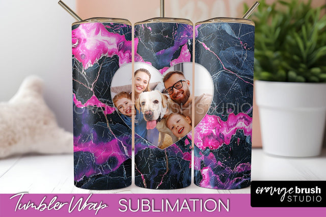 Photo Tumbler Wrap, Marble Family Frame Tumbler Sublimation Sublimation OrangeBrushStudio 