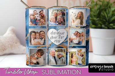 Photo Tumbler Wrap, Marble Family Frame Tumbler Sublimation Sublimation OrangeBrushStudio 