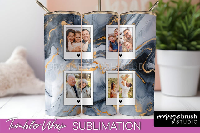 Photo Tumbler Wrap, Marble Family Frame Tumbler Sublimation Sublimation OrangeBrushStudio 
