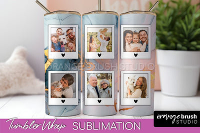 Photo Tumbler Wrap, Marble Family Frame Tumbler Sublimation Sublimation OrangeBrushStudio 