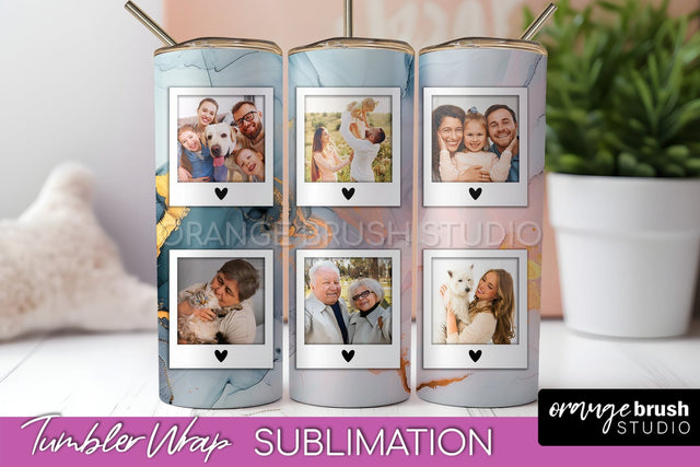 Photo Tumbler Wrap, Marble Family Frame Tumbler Sublimation Sublimation OrangeBrushStudio 