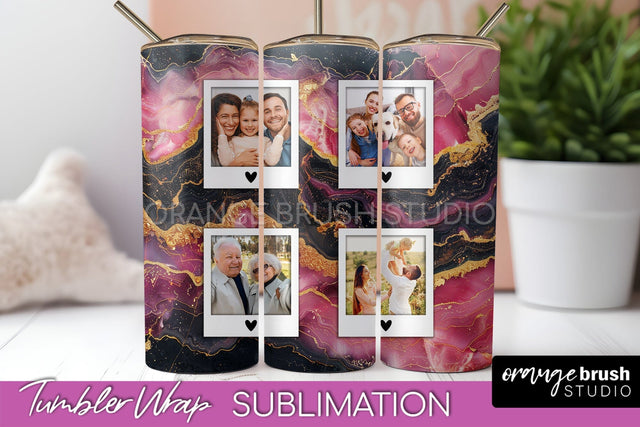 Photo Tumbler Wrap, Marble Family Frame Tumbler Sublimation Sublimation OrangeBrushStudio 