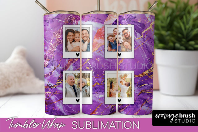 Photo Tumbler Wrap, Marble Family Frame Tumbler Sublimation Sublimation OrangeBrushStudio 