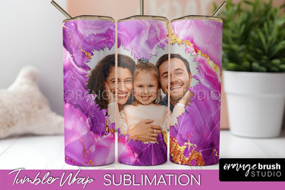 Photo Tumbler Wrap, Marble Family Frame Tumbler Sublimation Sublimation OrangeBrushStudio 