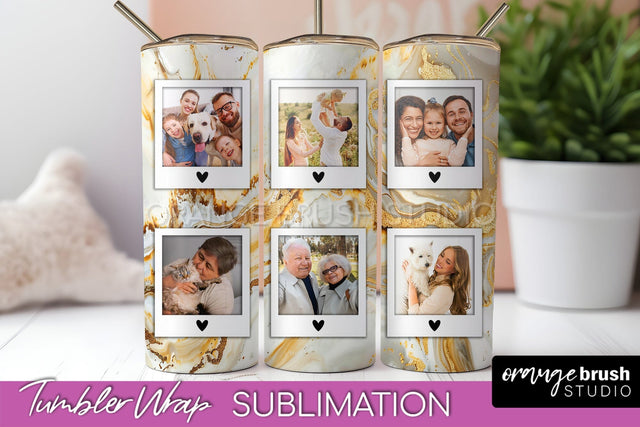 Photo Tumbler Wrap, Marble Family Frame Tumbler Sublimation Sublimation OrangeBrushStudio 