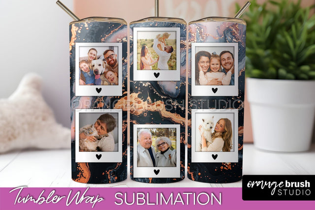 Photo Tumbler Wrap, Marble Family Frame Tumbler Sublimation Sublimation OrangeBrushStudio 