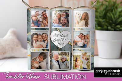 Photo Tumbler Wrap, Marble Family Frame Tumbler Sublimation Sublimation OrangeBrushStudio 