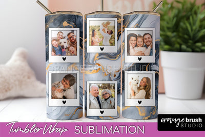 Photo Tumbler Wrap, Marble Family Frame Tumbler Sublimation Sublimation OrangeBrushStudio 