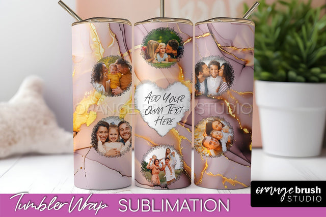 Photo Tumbler Wrap, Marble Family Frame Tumbler Sublimation Sublimation OrangeBrushStudio 