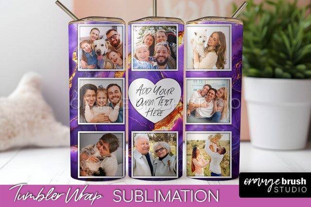 Photo Tumbler Wrap, Marble Family Frame Tumbler Sublimation Sublimation OrangeBrushStudio 