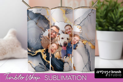 Photo Tumbler Wrap, Marble Family Frame Tumbler Sublimation Sublimation OrangeBrushStudio 