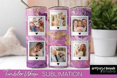 Photo Tumbler Wrap, Marble Family Frame Tumbler Sublimation Sublimation OrangeBrushStudio 