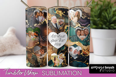 Photo Tumbler Wrap, Marble Family Frame Tumbler Sublimation Sublimation OrangeBrushStudio 