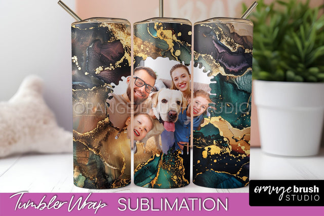 Photo Tumbler Wrap, Marble Family Frame Tumbler Sublimation Sublimation OrangeBrushStudio 