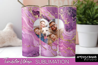 Photo Tumbler Wrap, Marble Family Frame Tumbler Sublimation Sublimation OrangeBrushStudio 