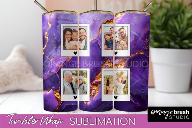 Photo Tumbler Wrap, Marble Family Frame Tumbler Sublimation Sublimation OrangeBrushStudio 