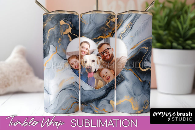 Photo Tumbler Wrap, Marble Family Frame Tumbler Sublimation Sublimation OrangeBrushStudio 