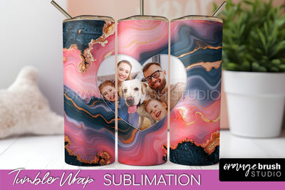 Photo Tumbler Wrap, Marble Family Frame Tumbler Sublimation Sublimation OrangeBrushStudio 
