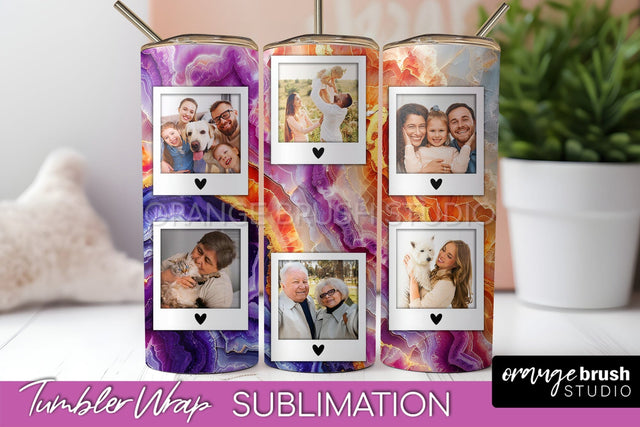 Photo Tumbler Wrap, Marble Family Frame Tumbler Sublimation Sublimation OrangeBrushStudio 