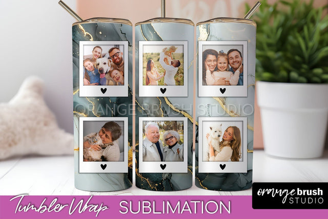 Photo Tumbler Wrap, Marble Family Frame Tumbler Sublimation Sublimation OrangeBrushStudio 