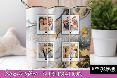 Photo Tumbler Wrap, Marble Family Frame Tumbler Sublimation Sublimation OrangeBrushStudio 