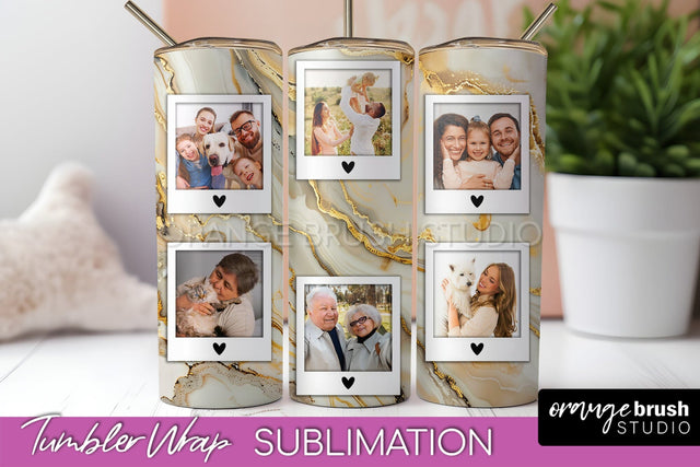 Photo Tumbler Wrap, Marble Family Frame Tumbler Sublimation Sublimation OrangeBrushStudio 
